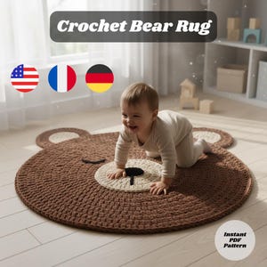 Gehäkelter Teppich für Mädchen und Jungen, Bärenteppich, 60er Jahre Häkelanleitung - für Kinder und Erwachsene
