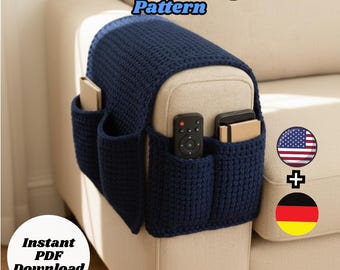 Crochet Sofa Arm Organizer Pattern, PDF Easy Beginner, Couch Organizer Crochet Pattern, Functional Home Decor, Instant DigitalDownload EN/DE