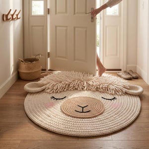 Patrón de alfombra de oveja a crochet en PDF, patrón de alfombra para guardería, alfombra de animales para bebés, alfombra redonda DIY en PDF, ¡patrón de crochet apto para principiantes con fotos! imagen 5