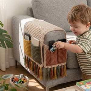 Gehäkelter Sofa Organizer Muster, Sofa Arm Organizer PDF, Couch Aufbewahrungstasche, Fernbedienungshalter, gehäkelte Wohnkultur, einfaches modernes Muster Bild 8