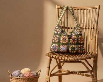 Granny Square Crochet Bag Pattern | Easy Boho Tote Tutorial (PDF)