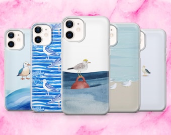 Mås Mobilskal Havsfågel Kustskal för iPhone 17, 16E, 15, 14, 13, 12 Samsung S25, S24Fe, A56, A16 Pixel 10Pro XL, 9A, 8A, 7