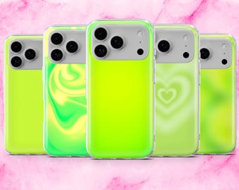 Limette Grün Handytasche Helle Lebendige Abdeckung für iPhone 17, 16E, 15, 14, 13, 12 Samsung S25, S24Fe, A56, A16 Pixel 10Pro XL, 9A, 8A, 7