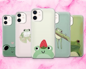 Cute Frog Phone Case Kawaii Frog Meme Cover for iPhone 17, 16E, 15, 14, 13, 12 Samsung S25, S24Fe, A56, A16 Pixel 10Pro XL, 9A, 8A, 7