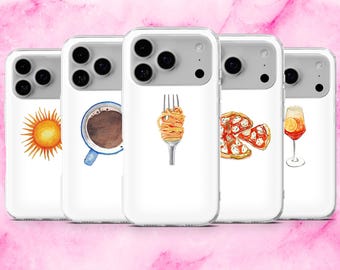 Capa para celular com estampa de comida italiana e massa, compatível com iPhone 17, 16E, 15, 14, 13, 12, Samsung S25, S24Fe, A56, A16, Pixel 10 Pro XL, 9A, 8A e 7.