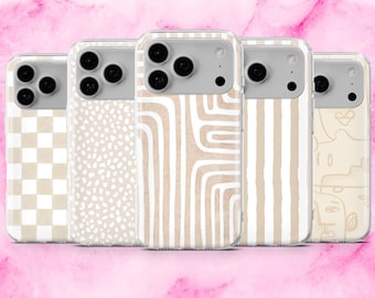 Beige Phone Case Neutral Minimalist Cover for iPhone 17, 16E, 15, 14, 13, 12 Samsung S25, S24Fe, A56, A16 Pixel 10Pro XL, 9A, 8A, 7