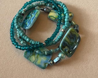 Aqua Blue Beaded Bracelets