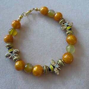Yellow Bumble Bee Beaded Bracelet