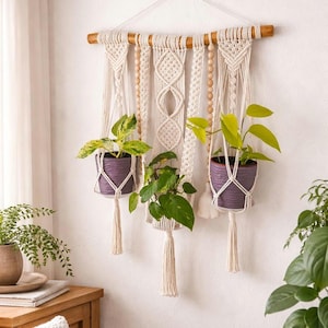 Macrame hanging planter | Hanging Planter Holder | Boho Plant Hanger Indoor | Macrame Flower Pot Holder | Bohemian Home Decor Gift