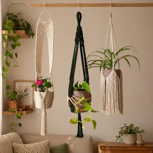 Portavaso in macramè, supporto per piante, fioriera sospesa fatta a mano, regalo per amanti delle piante, decorazione boho moderna