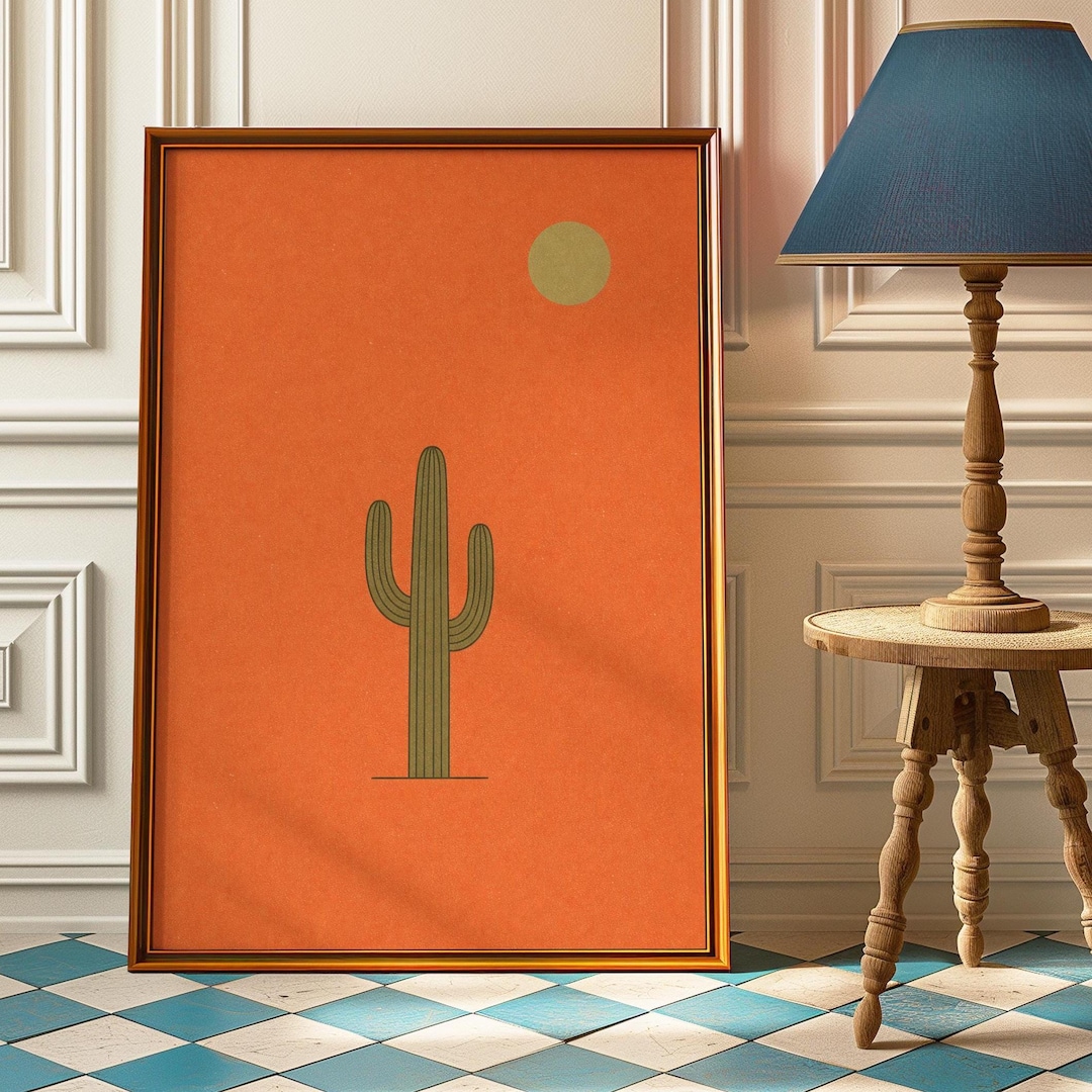 Minimalist Cactus Nursery Wall Art Print, Desert Sun Poster for Baby ...