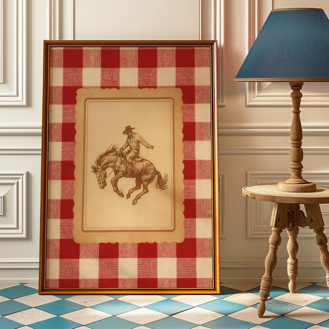Vintage Western Cowboy Poster - Rustic Rodeo Wall Art With Stripes ...