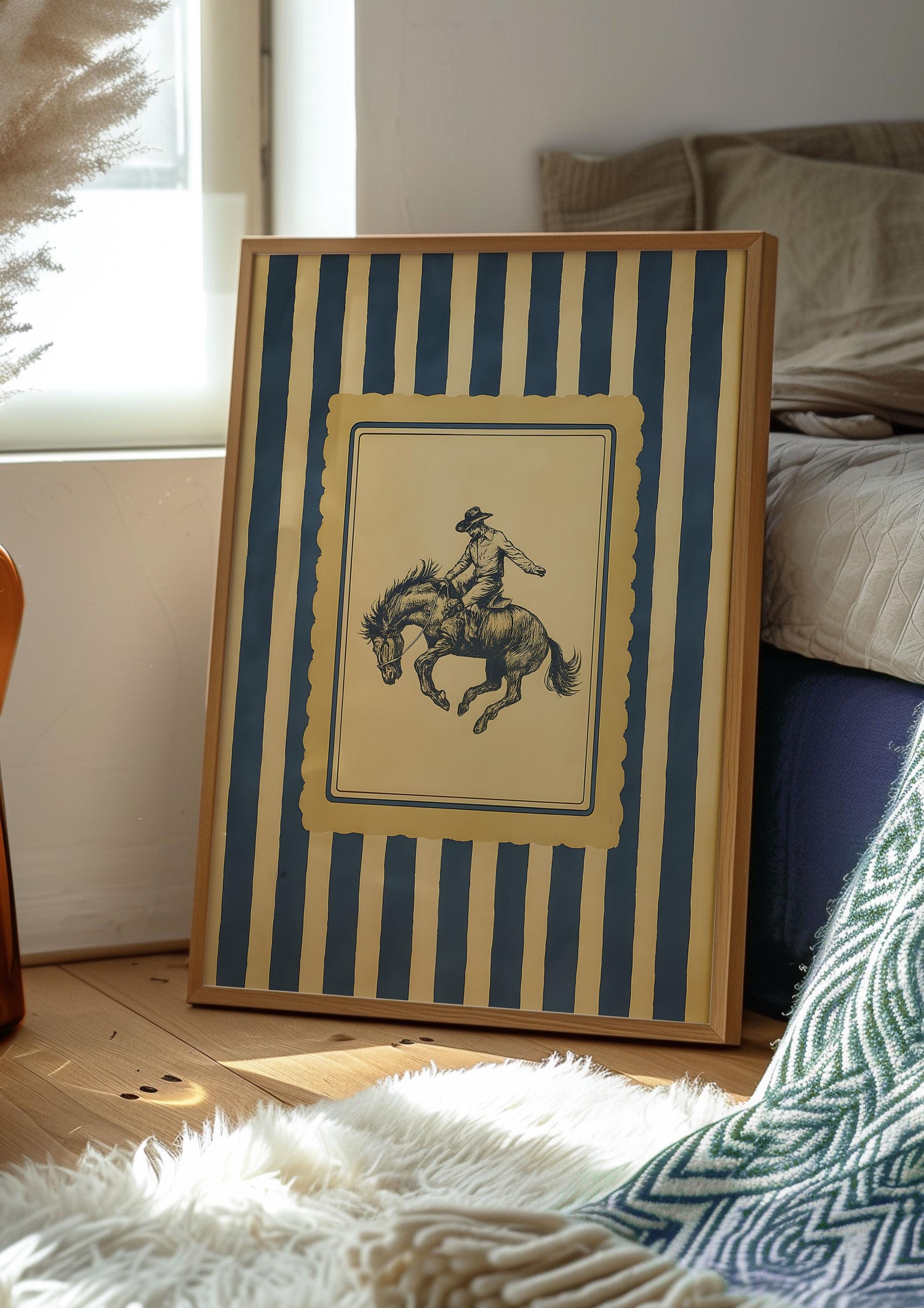 Vintage Western Cowboy Poster - Rustic Rodeo Wall Art With Stripes ...