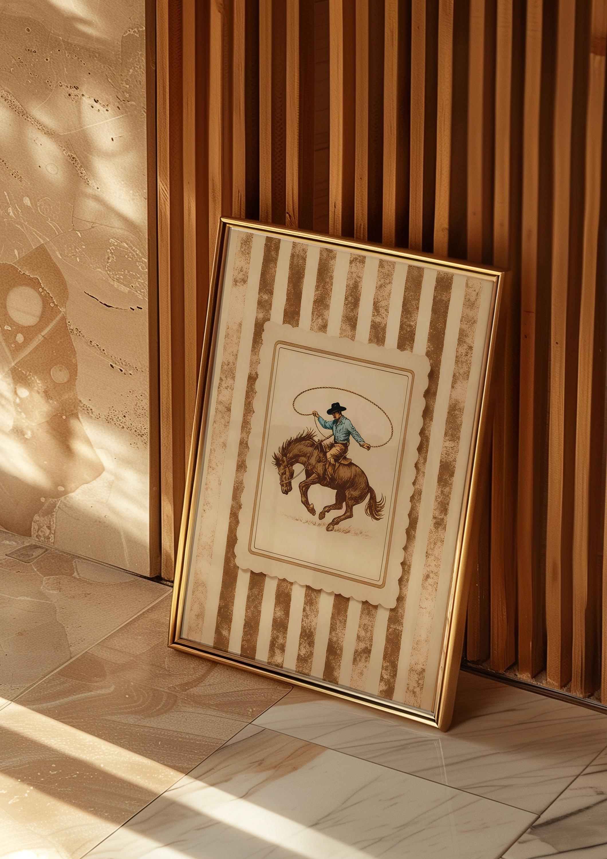 Vintage Western Cowboy Poster - Rustic Rodeo Wall Art With Stripes ...