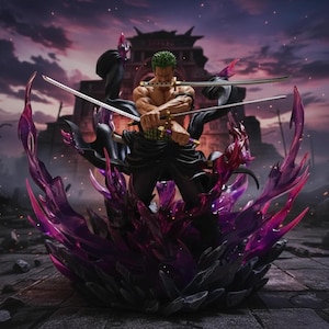 31cm Fully Painted One Piece  Zoro GK Statue – Three Sword Style ONI Giri Pose