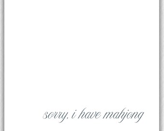 Sorry I Have Mahjong Sticky Note Pad | Funny Mahjong Gift for Mom | Mahjong Night Memo Pad