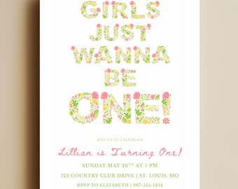 Girls Just Wanna Be One, Fun To Be One Girls First Birthday Invitation