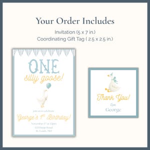 Goose 1st Birthday Invitation | Watercolor Storybook (Digital Download) image 4