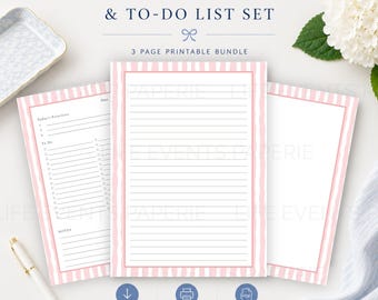 PRINTABLE Stationary with Lined Unlined Paper | Tasklist Page | Lined Journal Pages | Letter Writing Paper Downloadable PDF | DIY Stationary