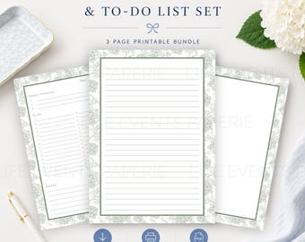 PRINTABLE Stationary with Lined Unlined Paper | Tasklist Page | Lined Journal Pages | Letter Writing Paper Downloadable PDF | DIY Stationary