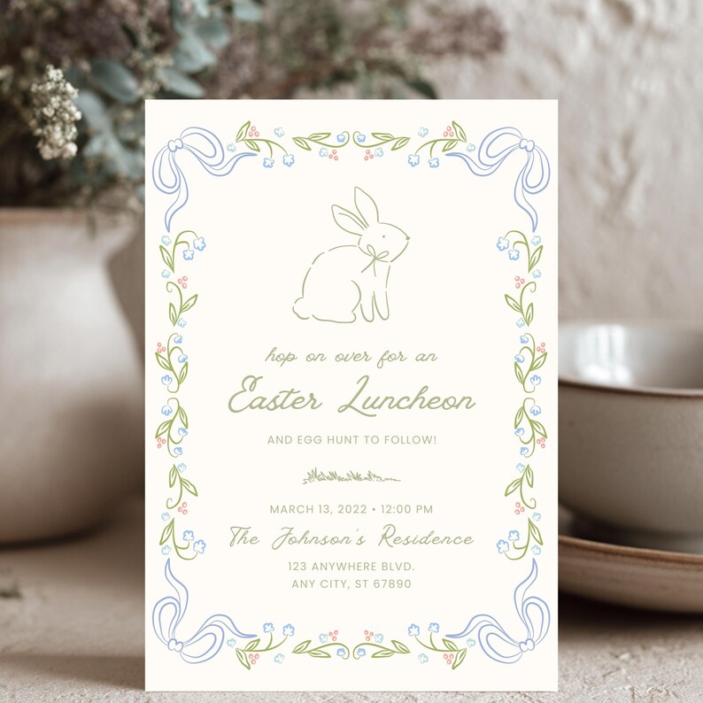 Spring Luncheon Invite Easter Luncheon Invitation Template, Spring Egg Hunt Invite Canva ...