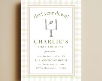 First Year Down Football Invitation Template | First Down Birthday Boy Football Invite | Rookie Year Football Party Invite | Canva Template