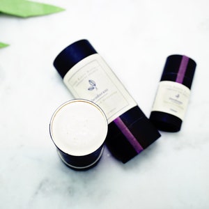 Pure and Unscented Baking Soda Free Natural Deodorant  | Organic and Vegan Ingredients | Zero waste container