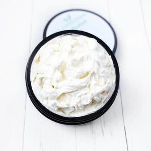 Whipped Body Butter made with organic shea and cocoa butters Vegan Body Butter Miron Glass Jar image 6