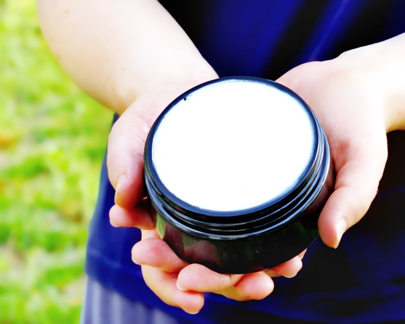 Whipped Body Butter made with organic shea and cocoa butters Vegan Body Butter Miron Glass Jar image 4