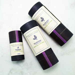 Charcoal and Clay Natural Deodorant | Organically Handcrafted with all natural vegan ingredients | Plastic free and Zero Waste Container