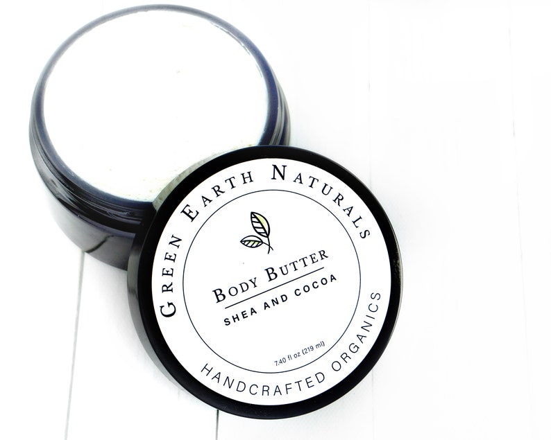 Whipped Body Butter made with organic shea and cocoa butters Vegan Body Butter Miron Glass Jar image 7