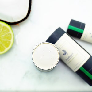 Coconut and Lime Natural Deodorant | Organically Handcrafted with all natural vegan ingredients | Plastic free and Zero Waste Container