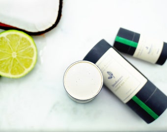 Coconut and Lime Natural Deodorant | Organically Handcrafted with all natural vegan ingredients | Plastic free and Zero Waste Container