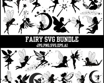 Fairy Silhouette SVG Bundle: Magical Art, Laser Cut Files (Digital Download)