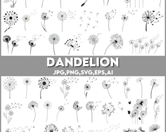 Löwenzahn SVG, weht Silhouette, Blume PNG (digitaler Download)