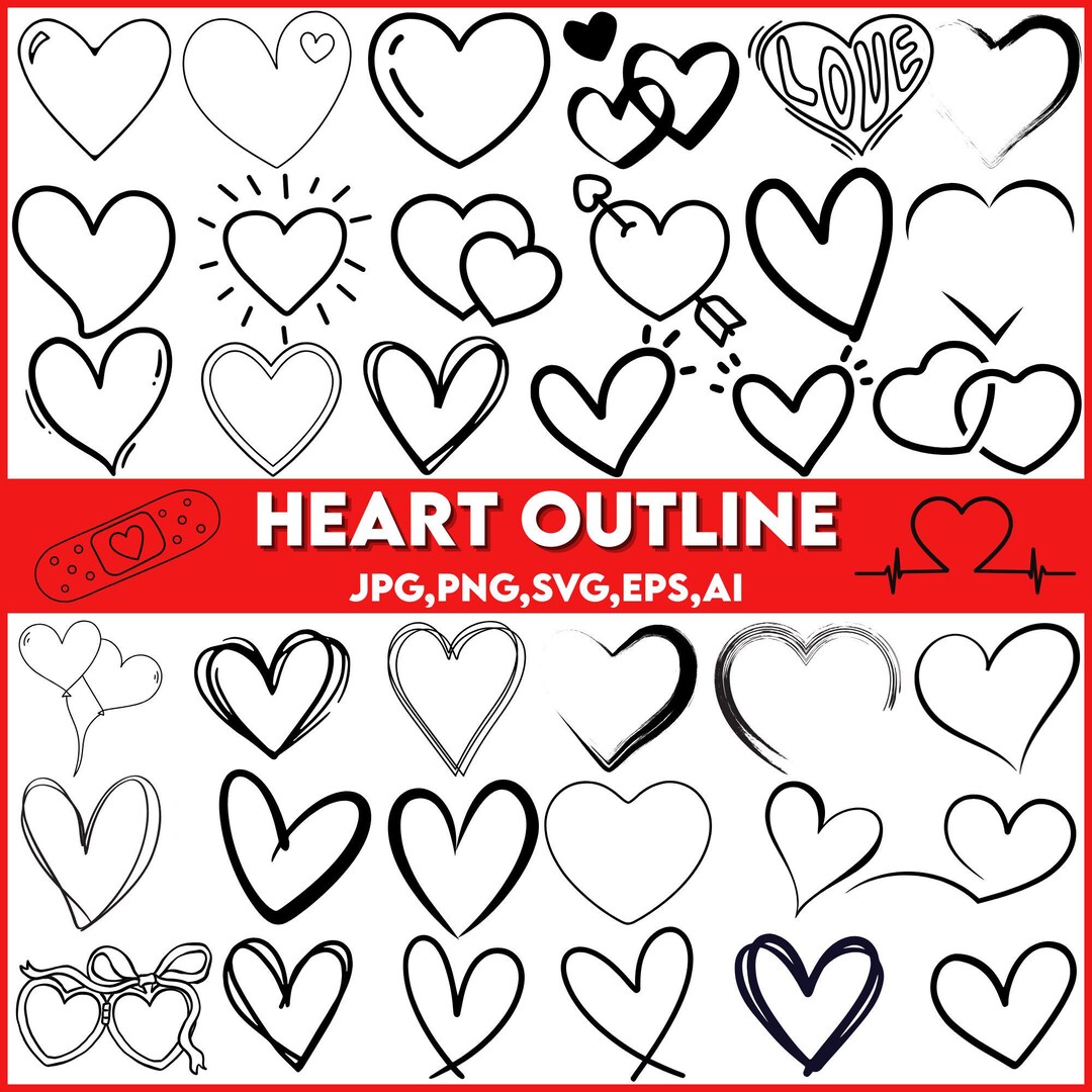 Heart Doodle SVG Bundle, Valentine Cut File (digital Download) - Etsy
