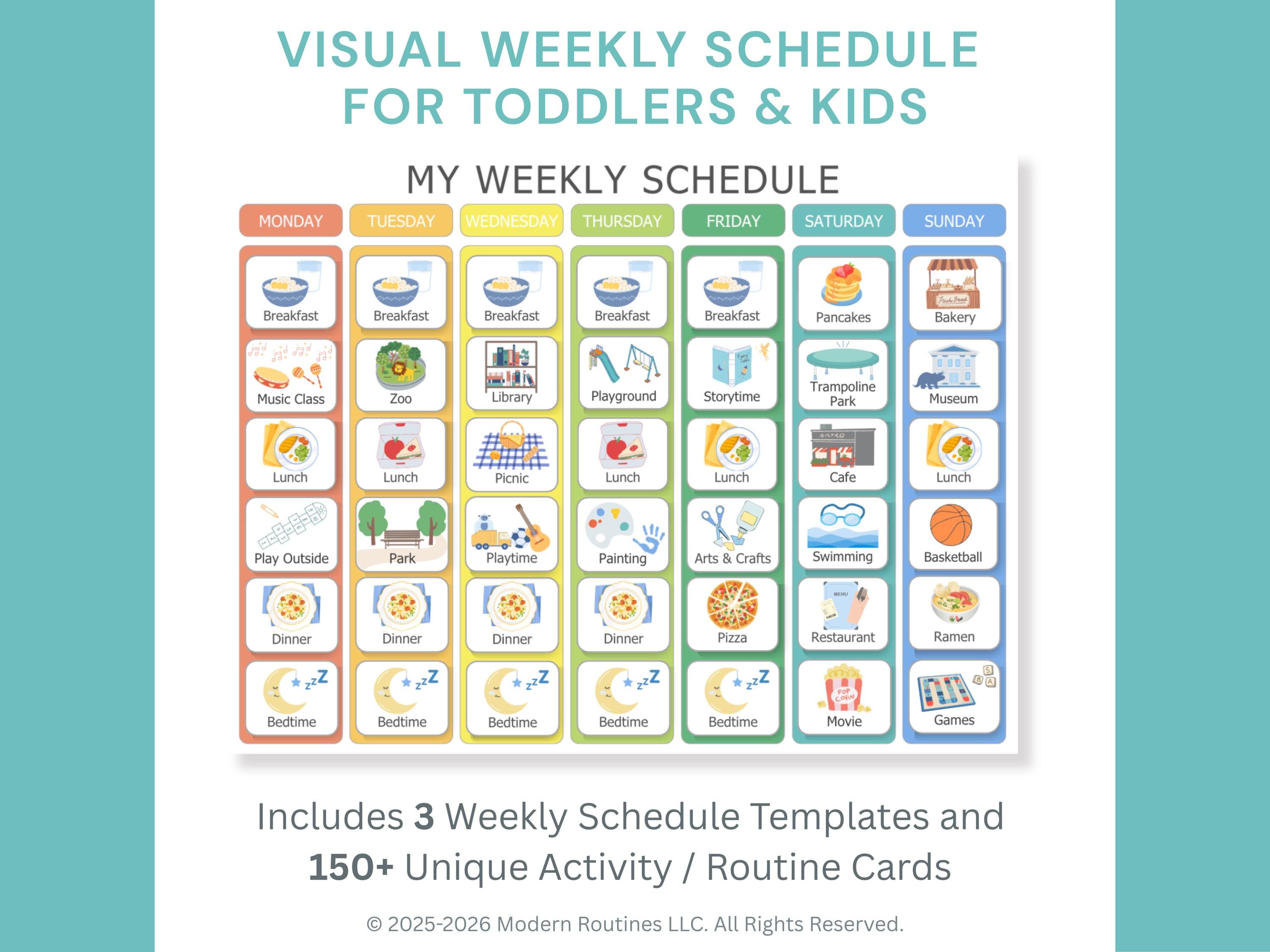 Visual Weekly Calendar for Toddlers | 150+ Printable Activity Cards ...