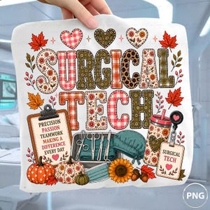 Jesienna technika chirurgiczna PNG | Przytulna technologia sublimacji | Jesienny projekt medyczny DTF