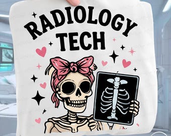 PNG de técnico de radiología / Diseño de rayos X de esqueleto coqueto / Regalo para técnico de radiología / Rosa retro