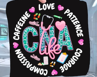 CNA Life Leopard Print PNG, Medical Scrub Life Sublimation Design