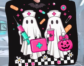 Pink Halloween Nurse Ghost PNG, Girly Spooky Design (Digital Download)