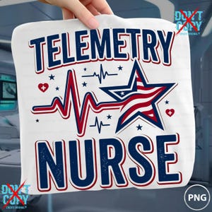 Telemetry Nurse PNG, Patriotic EKG Heartbeat Sublimation Design (Digital Download)