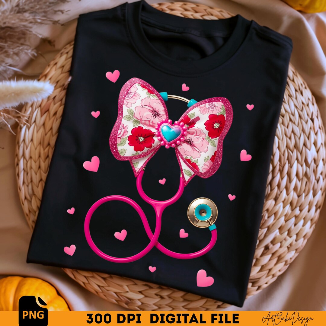 Floral Nurse Stethoscope Valentine PNG | Nurse Love Sublimation Design ...
