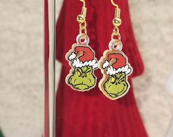 Pendientes navideños del Grinch