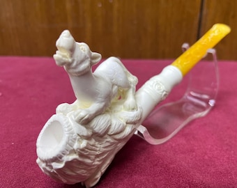 Pipa de espuma de mar Howling Wolf / Arte de tabaco coleccionable Wild Spirit