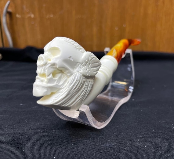 skull pipe in other collectible tobacco pipes Meerschaum - Hand Carved Alien Meerschaum Skull and Bones Block Meerschaum