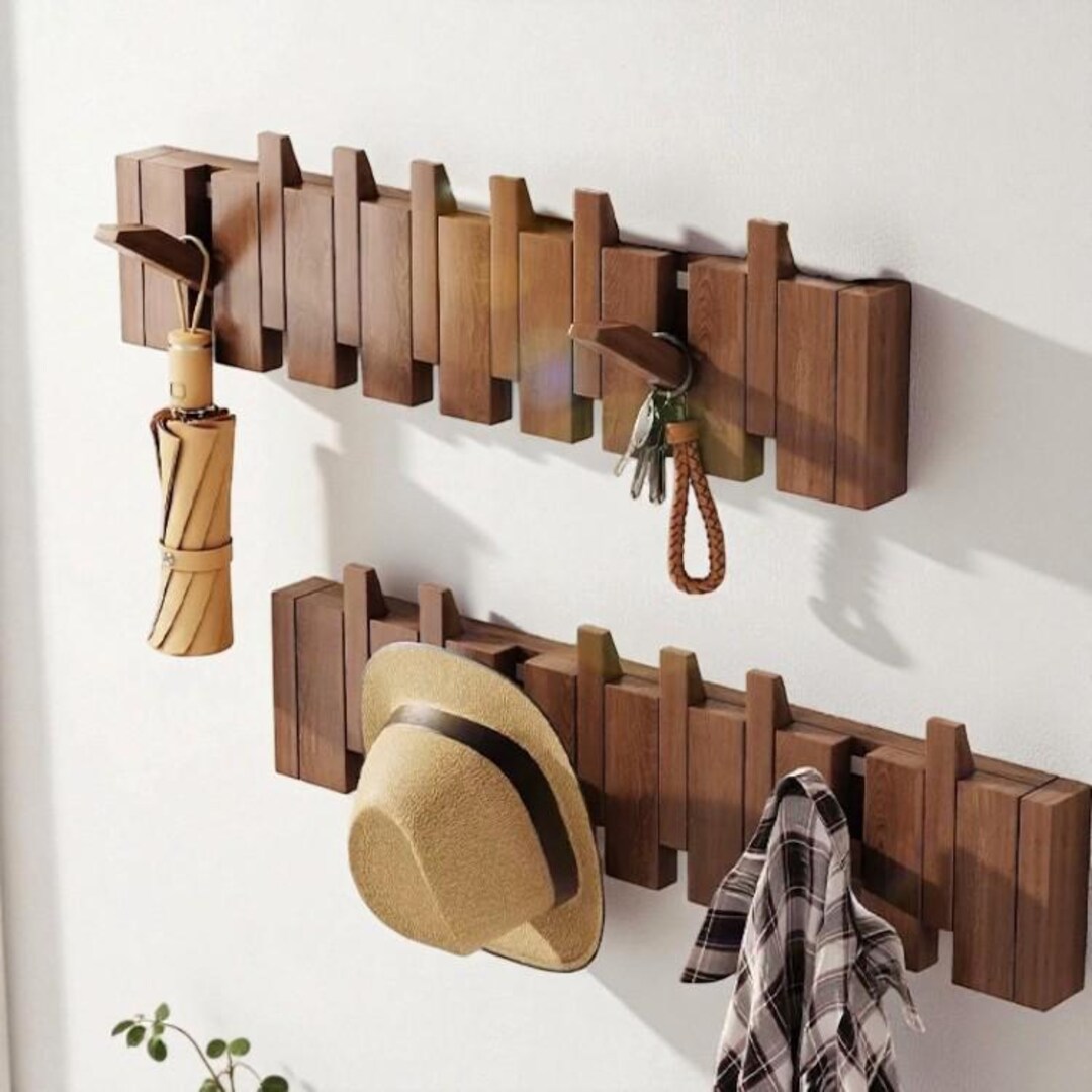 Piano Key Railing Solid Wood Piano Key Coat Rack, Magnetic Flip Hooks, Modern Entryway - Etsy