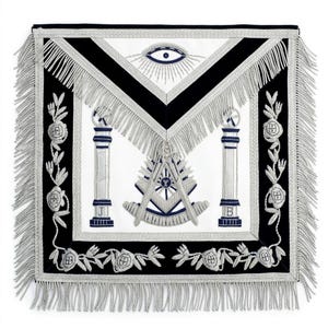Masonic Regalia Past Master Apron Bullion Thread Hand Embroidered Silver Fringes