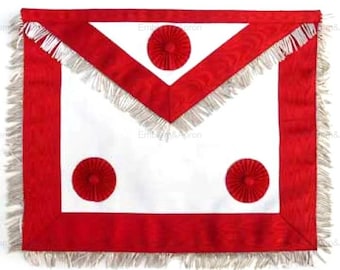 Grembiule da Maestro Massone del Rito Scozzese - Moire bianco e rosso con frange dorate