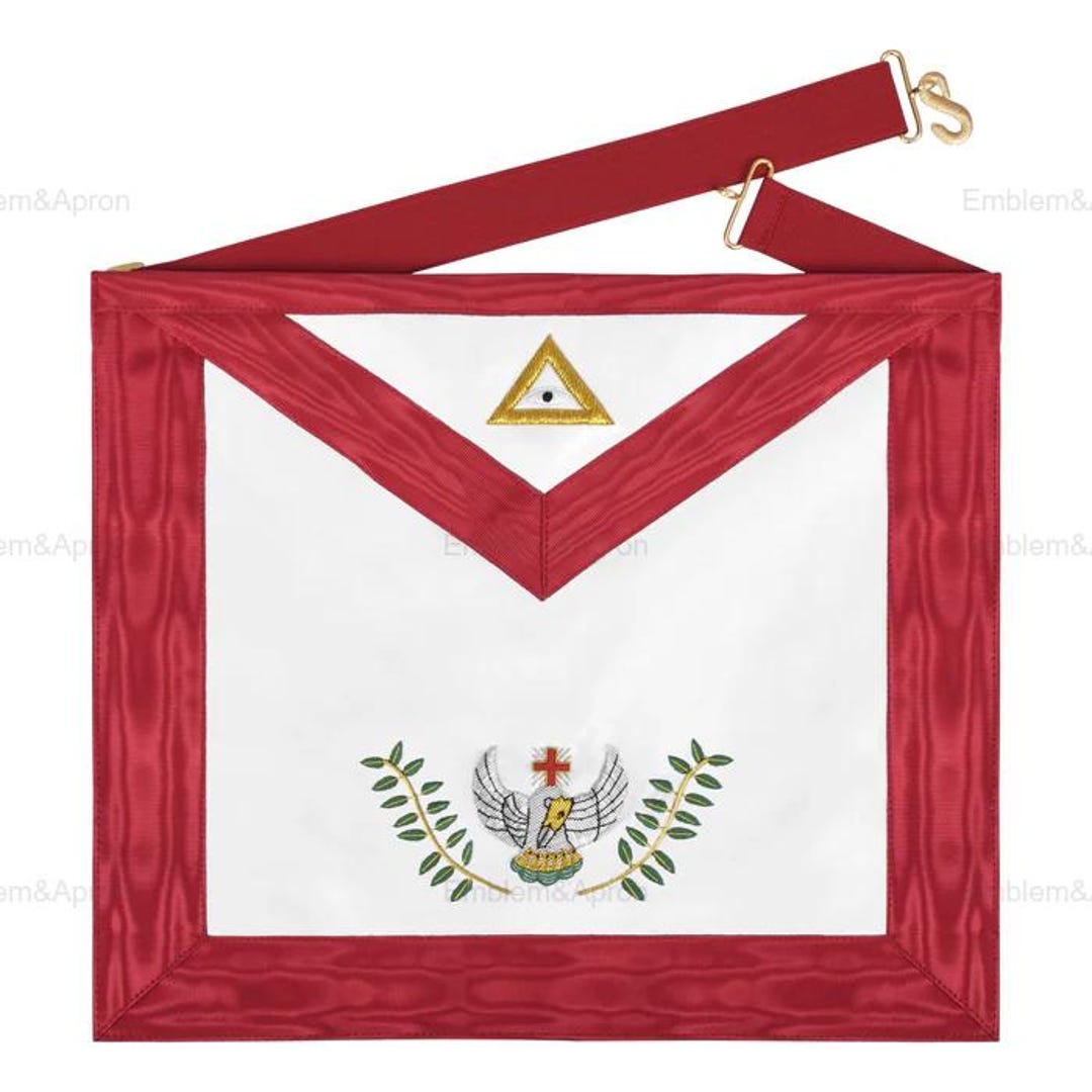 Scottish Rite Ribbon 18th Degree Rose Croix Scottish Rite Apron - Red Ribbon Borders With ...
